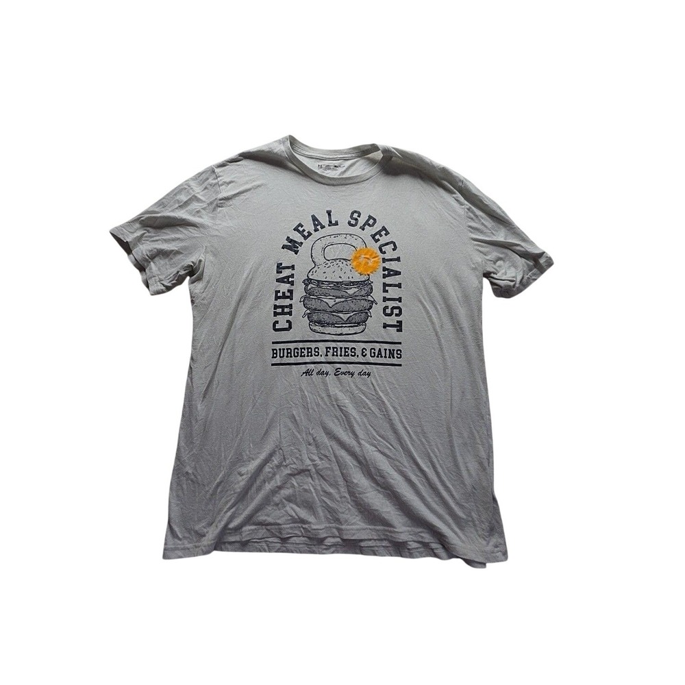 Under Armour Shirt Mens XL Gray Cheat Meal Specialist Burgers Graphic Tee